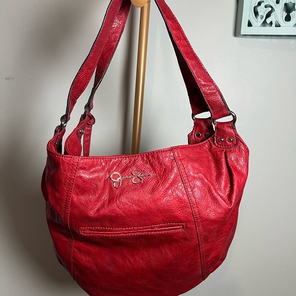 Jessica Simpson Vibrant Red Shoulder Bag with Slouchy Hobo Style - Picture 2 of 4